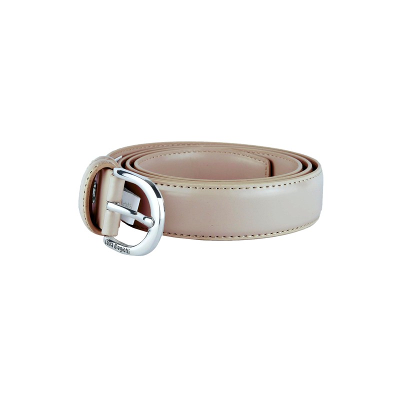 Biagiotti Women's Genuine Leather Thin Belt with Box, Light Taupe