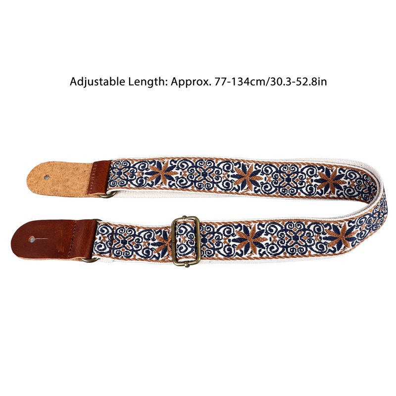 Embroidered Ukulele Strap Ethnic Style Adjustable Length Nylon Leather Comfortable