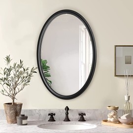 Black Oval Wall Mirror, 24''x36'' Bathroom Mirrors for Wall Mounted, Oval Vanity Mirror for Home Decor Bedroom Living Room Office Entryway