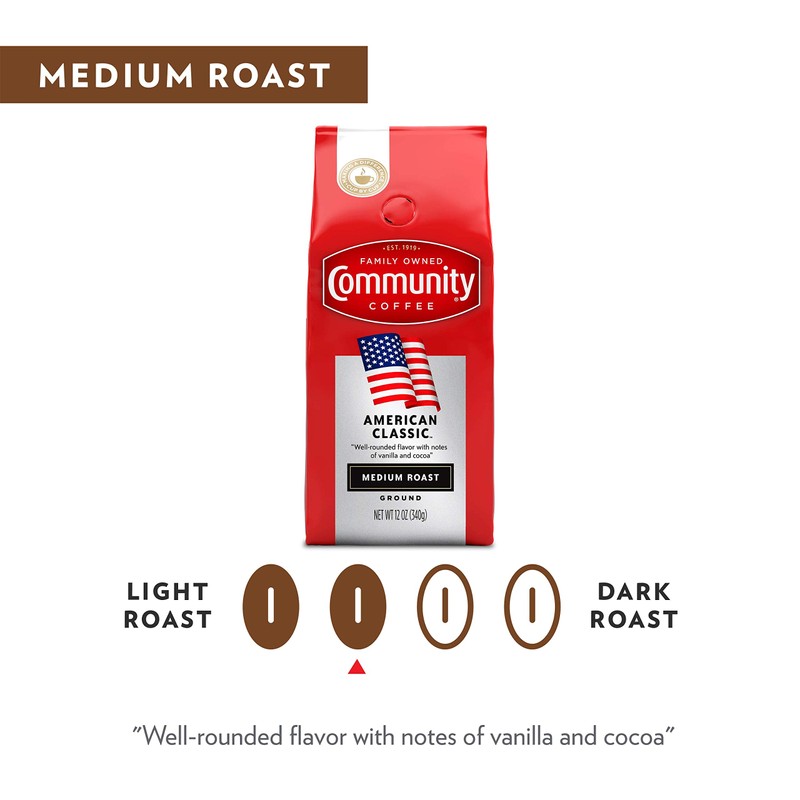 Community Coffee American Classic Ground Coffee Medium Roast, 12 Ounce