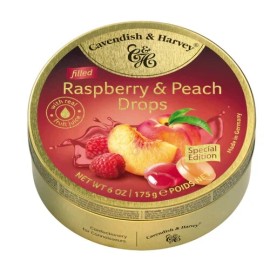 CAVENDISH & HARVEY Raspberry & Peach Filled Drops Hard Candy 6 oz SEALED Germany