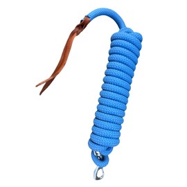 Equipride 14' Pack of 2 Poly Training Lead Rope with Leather Popper for Horses – 14 Foot Long and 5/8 inch Thick - Replaceable Heavy-Duty Bolt Snap-Sky Blue (Pack of 1)