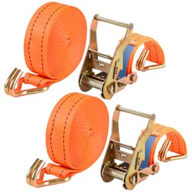 6M x 40mm Ratchet Straps Heavy Duty Tie Down Straps with Hooks Adjustable Lashing Straps with Buckles Tensioning Belts for Car Roof Rack, Cargo, Luggage, 3000KG Break Strength, Set of 2