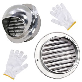 Exhaust Cover 4 inch Round Air Vent 2pcs Stainless Steel Ventilating Cowl Grille Ventilation Cover External Extractor Ducting Ventilation Exhaust Covers Wall Vent Outlet (silver)
