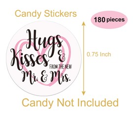180 Chocolate Drop Labels Stickers-Hugs Kisses from The New Mr. & Mrs. Wedding Stickers for Weddings, Bridal Shower Engagement Party, Wedding Party Favors Decor.