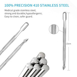 HaimiLiya Cuticle Pusher Gel Nail Remover Tool Dual-end Dead Skin Nail Pusher Nail Dirt Cleaner Tool Gel Polish Remover Tool, 420 Stainless Steel,No.01