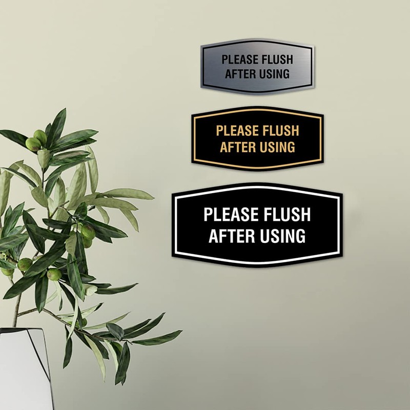 Fancy Please Flush After Using Sign (Black) - Small 1