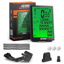 HENMI Wireless Bicycle Computer, 3.2 Inch Multifunction Bicycle Speedometer, Wireless Large Screen, IP65 Waterproof, Automatic Wake-up Bicycle Speedometer, Odometer, Backlight