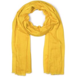 styleBREAKER Women's Scarf Lightweight & Transparent with Short Fringes Plain Scarf for Spring and Summer Soft Large Shoulder Scarf 188 x 100 cm, yellow, Unit size