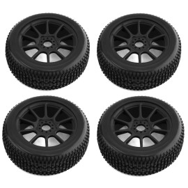 Losi Arrma Traxxas Hpi Front & Rear 17mm Hex TIRES & Wheels for 1/8 Team associated RC8 Buggy  #3 Black