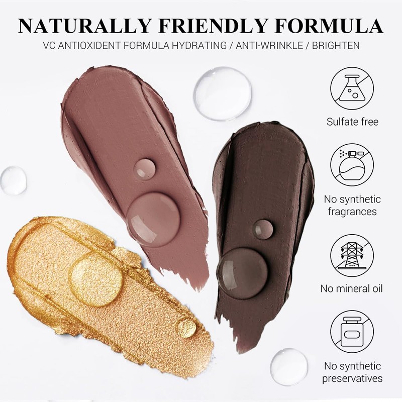 LUXAZA 3Pcs Neutral Brown Eyeshadow Stick Set, Matte And Shimmer