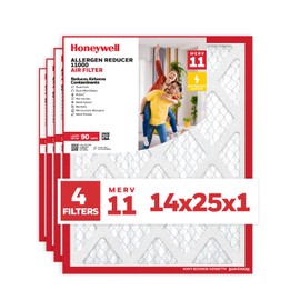 Honeywell 14x25x1 MERV 11 Allergen Reducer 11000 Electrostatic Pleated HVAC AC Furnace Air Filter (4-Pack) | Replacement Filter for Home Use | Made in USA