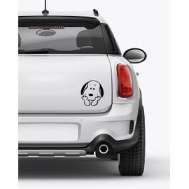 RAINBOW ANIMATED DESIGN 5.5" Tall Snoopy Smiling Head Silhouette Die Cut Decal Sticker for Laptop Car Window Tablet Skateboard - Black Color