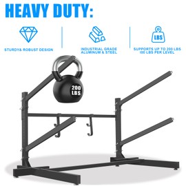 KAXIWEI Kayak Storage Rack with Paddle Hooks, SUP Outdoor Storage Rack Heavy Duty Adjustable Weatherproof Freestanding Racks for Garage, Storage Rack for Kayak, Canoe, Surfboard & Paddleboard