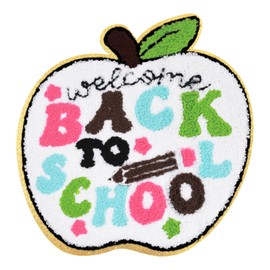 QianSiLi Back to School Embroidered Patch Apple Applique Patches Large Iron On Patches for Clothing Jackets Backpacks