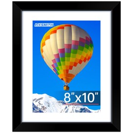 FIXSMITH 8x10 Picture Frame, Black Photo Frame with HD Plexiglass, Display Pictures 5x7 with Mat or 8x10 Without Mat, Picture Frames Collage for Tabletop or Wall Display, 1 Pack