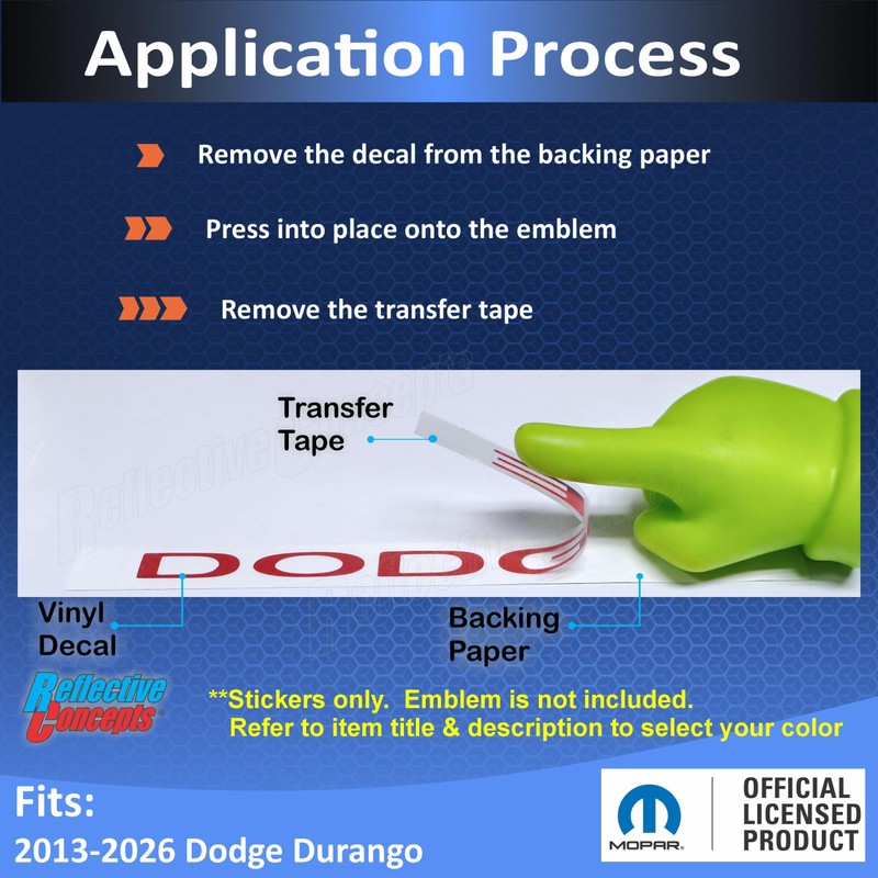 Dodge Grille Emblem Overlay Decal - 2013-2026 Durango - (Color: