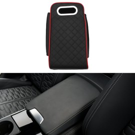 REPAIROCK Car Center Console Cover Car Armrest Cover Multifunctional 13.78"x7.48"x2.76" Black, Red Napa Leather
