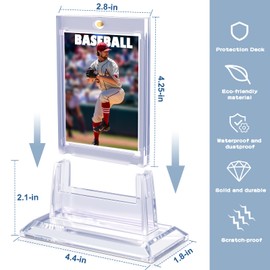 12ct Magnetic Card Holders for Trading Cards, 35pt Acrylic Baseball Card Holders with 12 Card Stands Card Protector Hard Plastic Fit for MTG and Sport Cards (12)