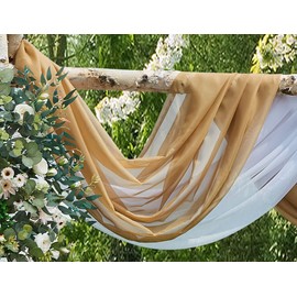 WARM HOME DESIGNS El Paquete de Tela Drapeada de Arco de Boda Tiene 2 Bufandas de 549 cm en Colores de Tela Dorado y Blanco para Tela de Boda, o Decoración de Boda. AD White & Gold 216