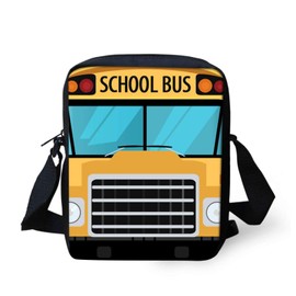 COEQINE Novelty School Bus Printed Sling Bags for Boys Crossbody Mini Messenger Shoulder Purse Bag Shoulder Bag for Teen Boy School Bus Backpack Small Novelty Purse