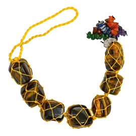 Tiger Eye Crystals Car Mirror Hanging Accessories - Rear View Car Decor Crystals and Healing Stones - Adornos Para Carros Crystal Car Hanging Ornament cum Dream Catcher