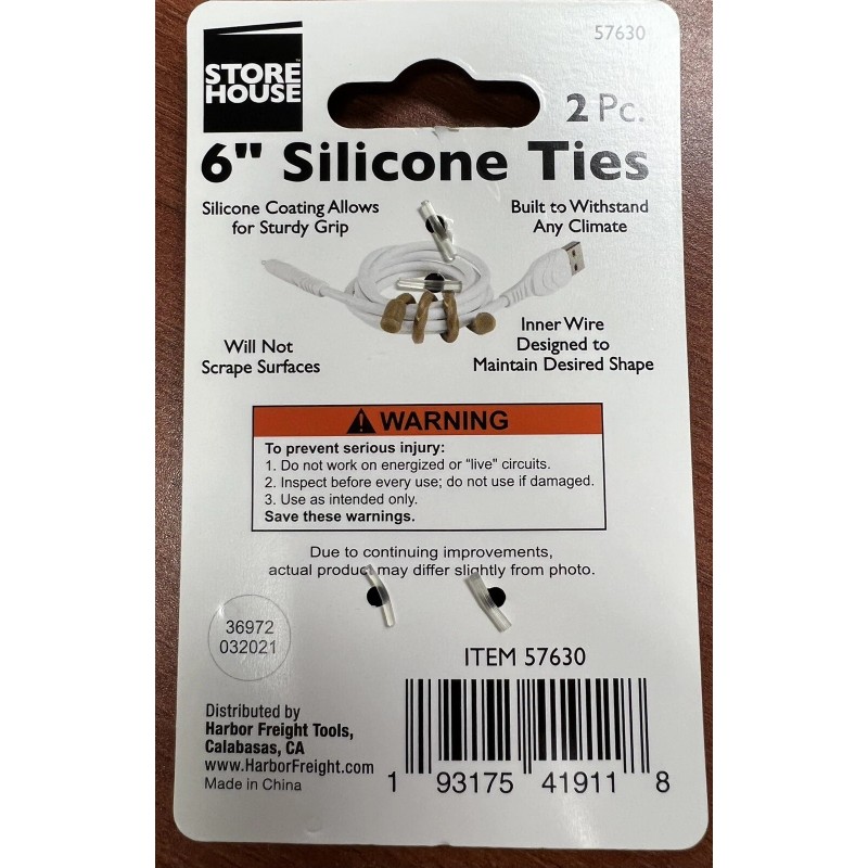 Store House 6" Silicone Ties 2Pc Reusable Item 57630