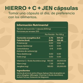 Hierro con Vitamina C. 200 capsulas de 500mg (Más de 6 meses). VitalBotanics. Suplemento Alimenticio Multivitamínico para Hombre y Mujer. Libre de Gluten y Aditivos. Apto Dieta Keto