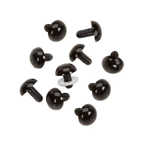 50Pcs 18mm/0.7inch Solid Black Plastic Safety Eyes with Washers Spiral DIY Craft Eyes for Doll Teddy Bear Puppet Animal Toys Sewing Crafting Accessories