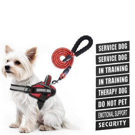 Service Dog Vest Harness and Leash Set, Animire in Training Dog Harness with 10 Dog Patches, Reflective Dog Leash with Soft Padded Handle for Small, Medium, Large, and Extra-Large Dogs
