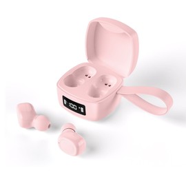 Wireless Bluetooth Earphone High Power Digital Display Mini Noise Reduction Earbuds for Sports Pink