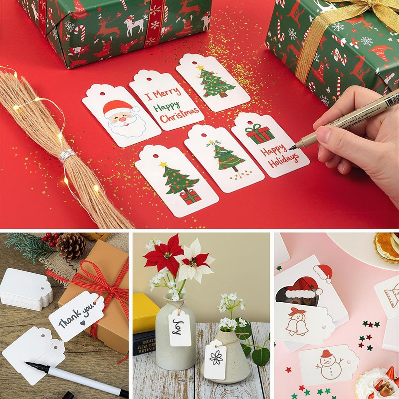 SallyFashion 200PCS Gift Tags, 2.8×1.7 Inch Hang Tags with String