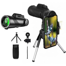 E&K726 Monocular, 40x Super Telephoto Lens, High Magnification, 40 x 60, High Performance HD Monocular, Smartphone Camera Lens, Tripod and Smartphone Adapter Included, Live Concerts, Sports Games