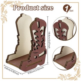 NBEADS Wooden Western Cowboy Boot Napkin Holder, Napkin Dispenser Rustic Paper Holder Standing for Kitchen Restaurant Farmhouse Party, Sienna, 9.95×6.8×14.4cm