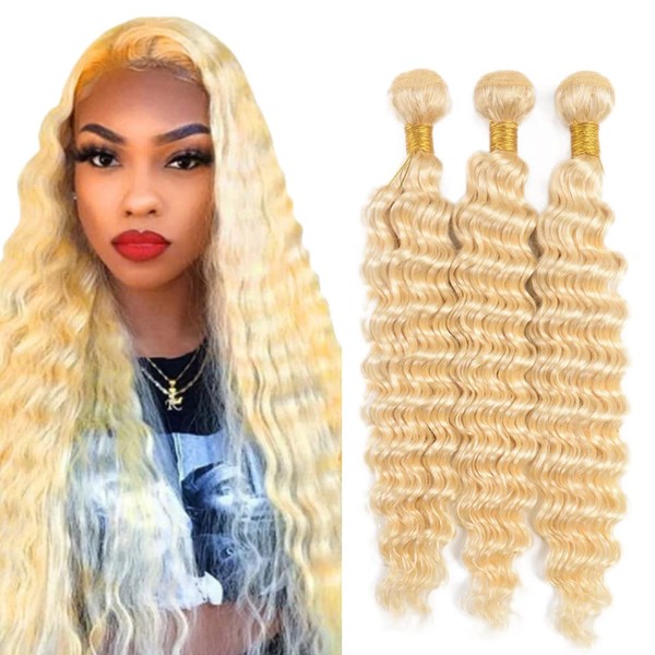 613 Honey Blonde Bundles Human Hair Blonde Deep Wave Bundles