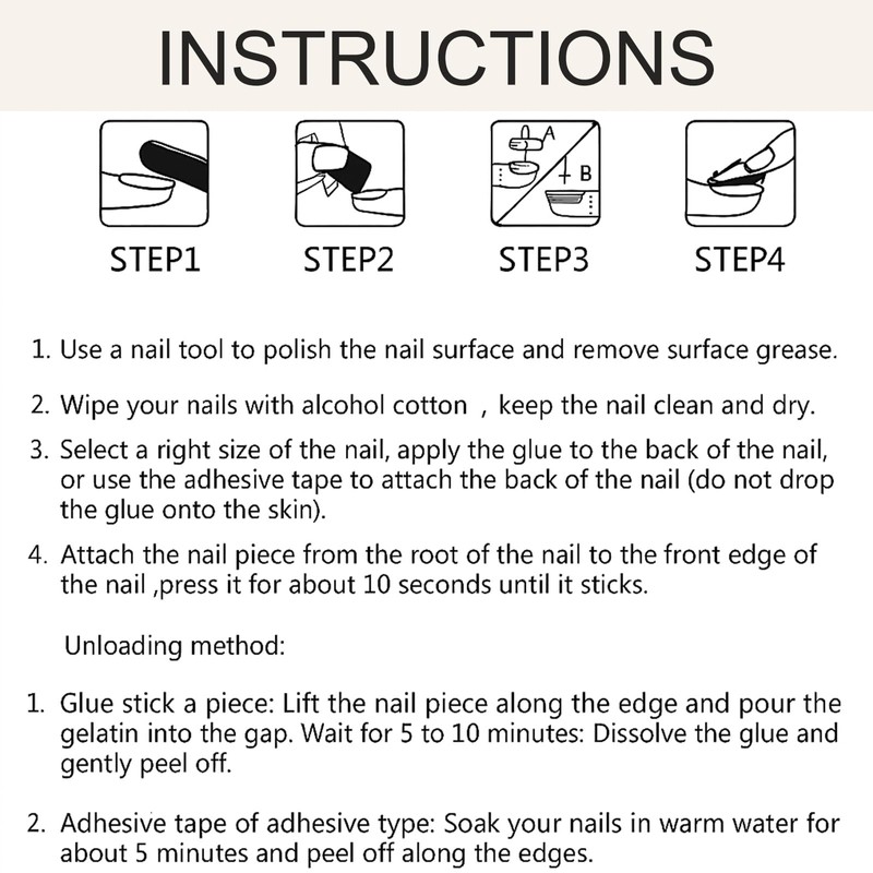 24 PCS French Milky White Abstract Line Press on Nails