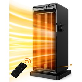 SANVINDER Space Heater, 1500W Space Heaters for Indoor Use Electric Heater for Bedroom, ECO Thermostat 90° Oscillating 24H Timer, Fast Heating, Remote Control, Safe for Home Office Room