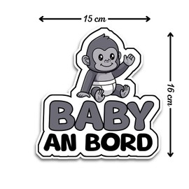 Baby on Board Sticker Car, Baby Gorilla Car Sticker, Baby on Board Sticker 16 x 15 cm, Weatherproof and UV-Resistant Sticker Car, Sticker Baby and Car Baby for Safe Drives with Your Child