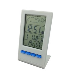 Indoor Thermometer, Small Digital Temperature Monitor Humidity Meter with Time Date Climate for Baby Adult Room - White