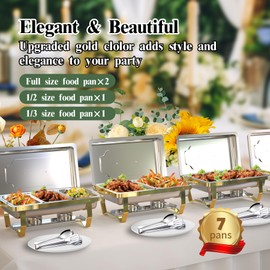 YLGJ&TIDY Chafing Dishes for Buffet set of 4 Food Warmers for Parties, Buffet Servers and Warmers,Semi Gold Chafing Dish Buffet Set, Elegant Catering Supplies Buffet Display Set