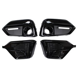 MOTOKU Glossy Black Front Rear Bumper Grill Fog Light Cover Bezel Frame Trim for Honda Civic FK4 FK7 Hatchback 2017-2021 Left Driver and Right Passenger Side without Radar Hole