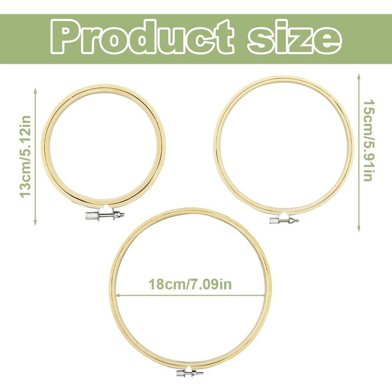 WUSJCOF 3 Sizes Round Embroidery Hoop Set, Cross Stitch Ring,