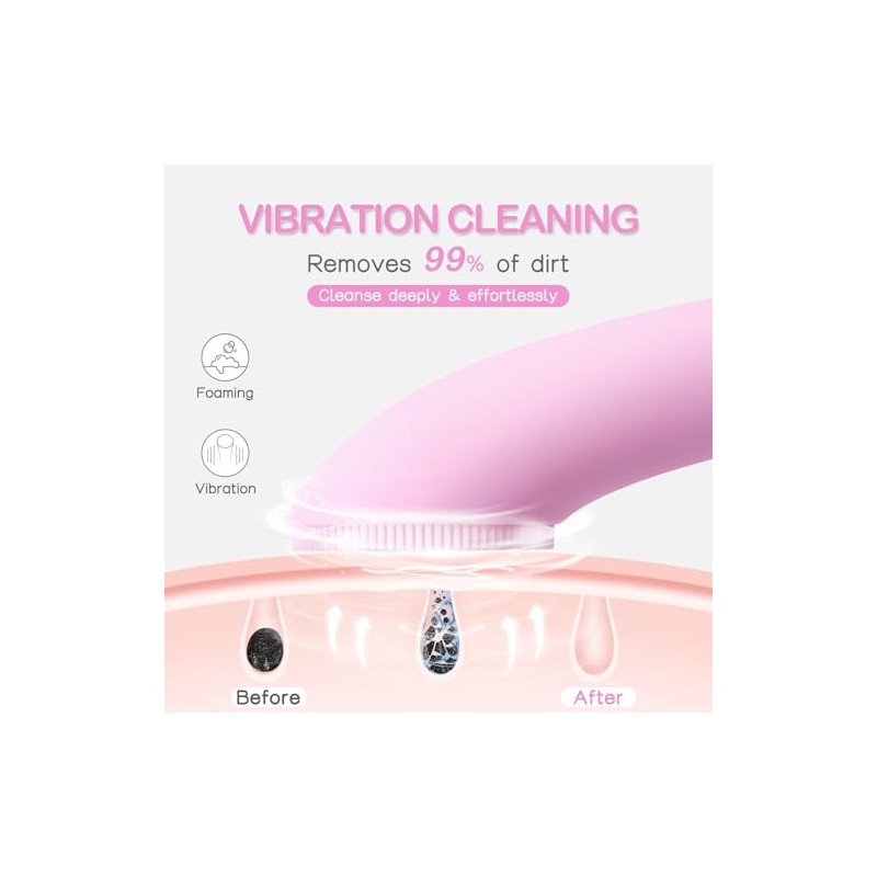 Rechargeable Silicone Facial Cleansing Brush with Heat Massage