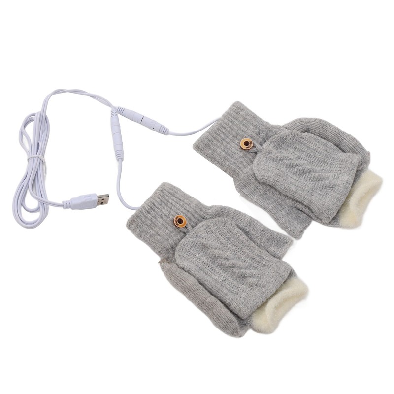 USB Heating Gloves Warm Cotton Full Finger and Half Fingerless