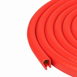 Seal Rubber Edge Trim Red - 21/32" U Height x 3/64" - 5/32", 13' Length, PVC/Metal, Car Door Seal Trim