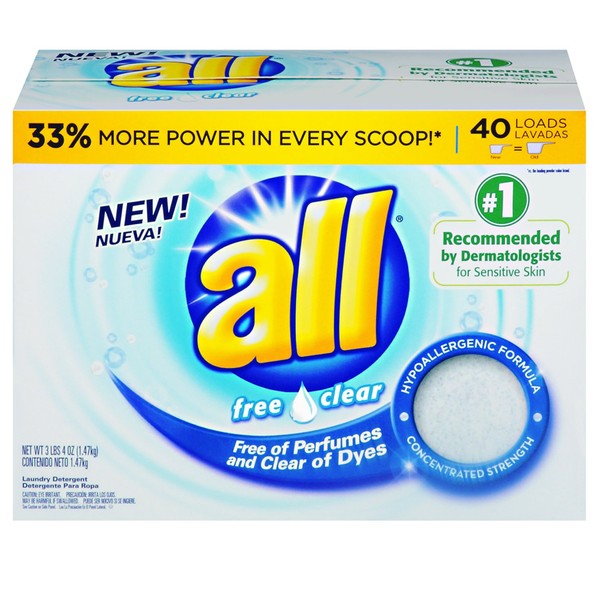 all Free Clear Laundry Detergent Powder (52-Ounce, 6-Case)
