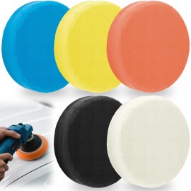 Ecocstm 5 PCS 5 Inch Buffing Polishing Pads Cutting Pads for Polisher Body Repair Buf