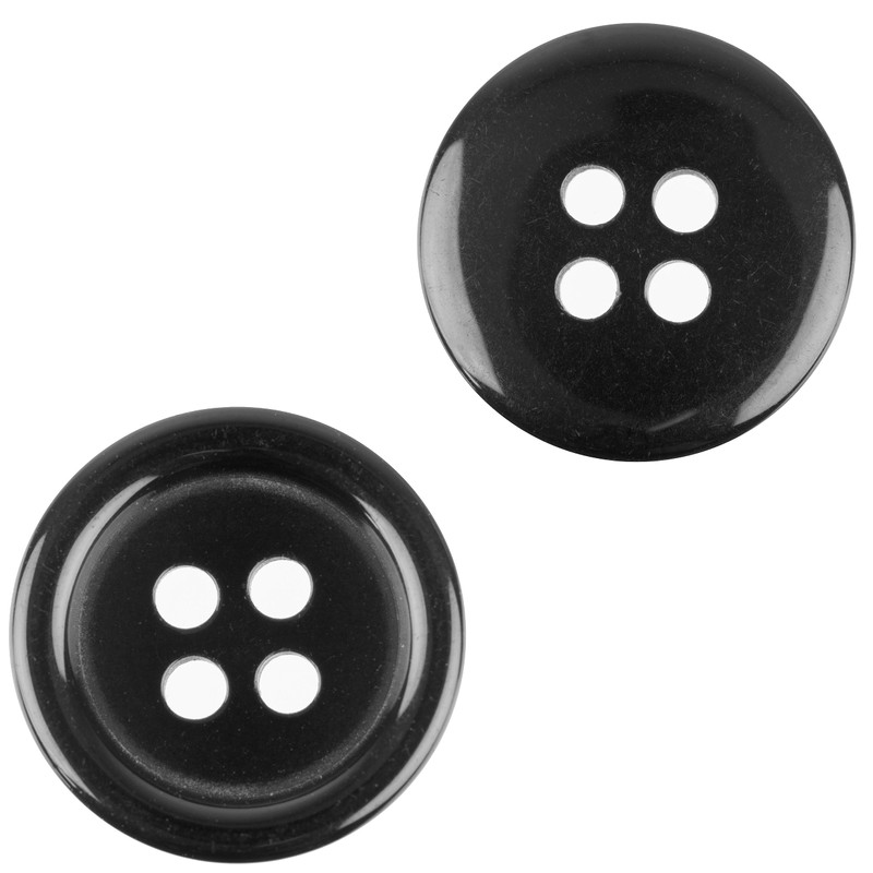 24 Pieces 4 Hole Diameter 22.9mm Black Polyester Buttons Size