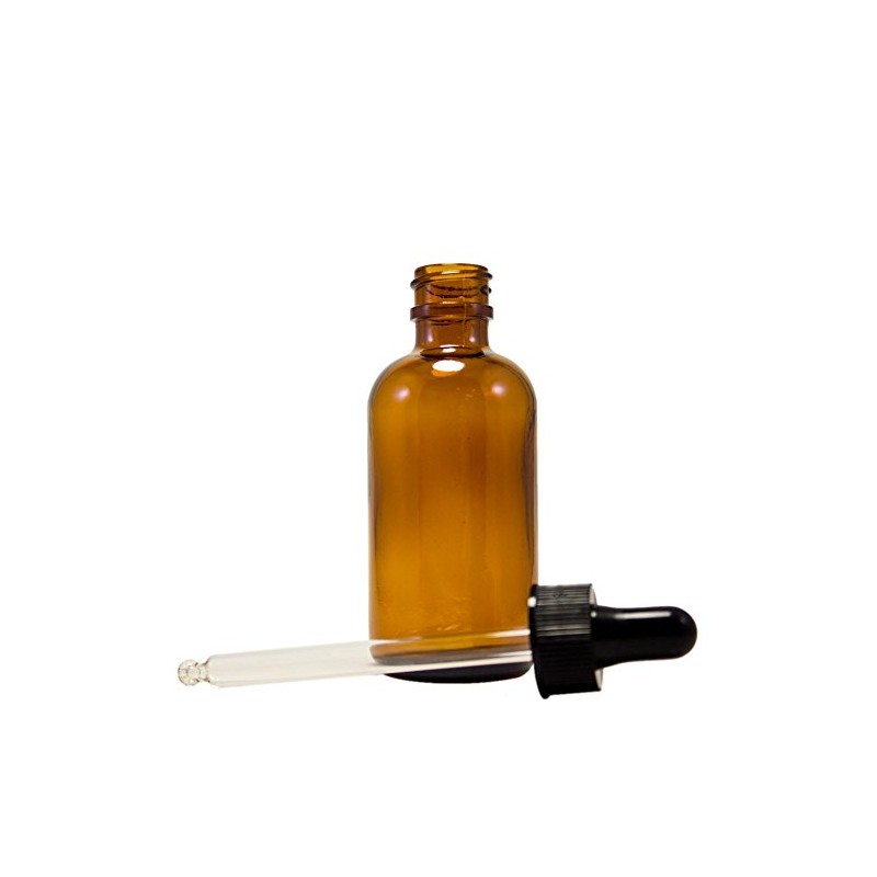 Amber Boston Round Glass Bottle w/dropper 2 oz ea