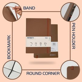 InfinityMarket Wilson Notebook Journal, Maestro Journal Notebook Ruled Paper - A5 size 80 GSM Thick Lined Paper Hard Cover Classic Writing Journals, Diary with Rear Pocket & Pen Holder